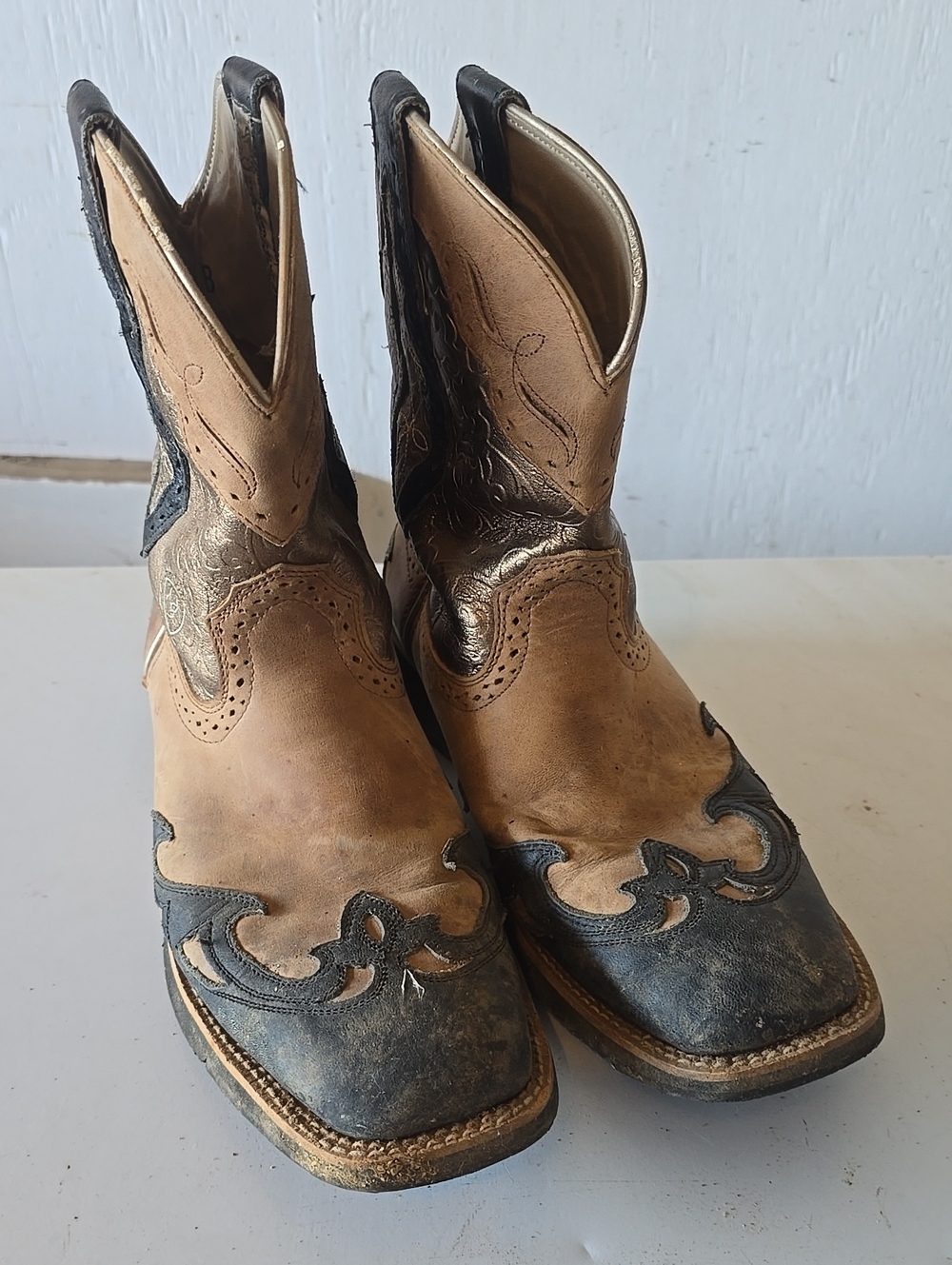 Womens Two-Tone Brown & Black Western Cowboy Boots